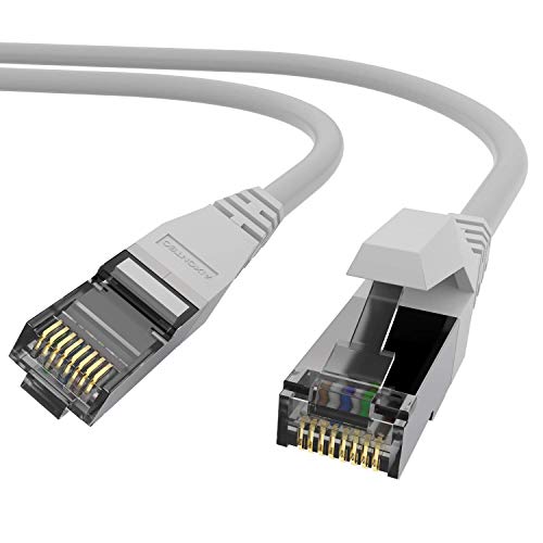 AIXONTEC 12m CAT 6 Netzwerkkabel Grau, Ethernet Gigabit Lan Kabel, RJ45 Stecker Patchkabel geschirmt, DSL Lankabel Gbits, kompatibel zu CAT.5e / CAT.6 / CAT 6A CAT 7, Draka UC 400 Rohkabel von AIXONTEC