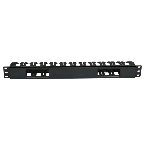 AIXONTEC 19“ 1 HE Kabel Rangier Panel Kabelmanagement horizontal Kabel Durchführung abnehmbare Blende Rack Einbau Schwarz von AIXONTEC