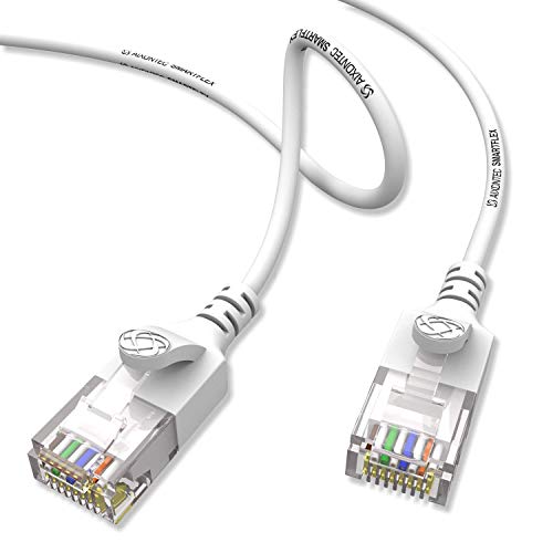 AIXONTEC 2 Stück 0,3 m Cat6 Gigabit Ethernet Netzwerkkabel Weiß dünnes lan Kabel mit 2,8 mm Kabeldurchmesser 250 MHz für Switch Router Modem Patchpanel Access Point X-box IP von AIXONTEC