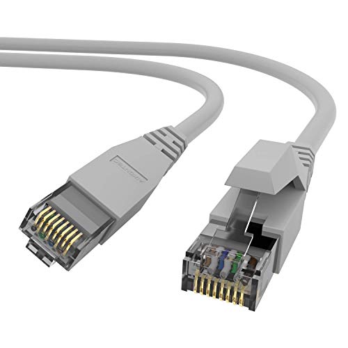 AIXONTEC 2 Stück 0,5m Cat 8 Patchkabel 40 Gbit/s 2000 MHz. Gigabit Ethernet cable Kat 8 LAN RJ45 Stecker Kabel Netztwerkkabel Grau made in Germany von AIXONTEC