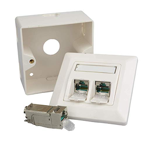 AIXONTEC 2 Stück Cat.6A Keystone Jack RJ45 Modul Buchse mit Aufputzdose und Rahmen werkzeuglose Montage, toolless, Made in Europe AIXONTEC 2 Stück Cat.6A Keystone Jack RJ45 Modul Buchse mit Aufputzdose und Rahmen werkzeuglose Montage, toolless, Made in Europe von AIXONTEC