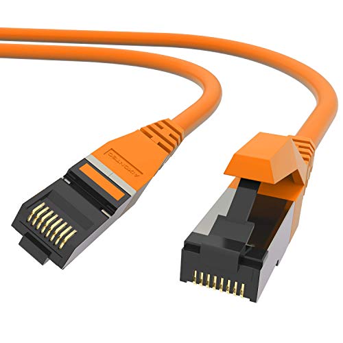 AIXONTEC 2 m Profi Netzwerk LAN Kabel Orange, Cat 7 S FTP LEONI Ethernet LAN DSL Daten Kabel, RJ 45 Stecker Patchkabel HIGH SPEED 10 Gigabit Router Power LAN Kabel von AIXONTEC