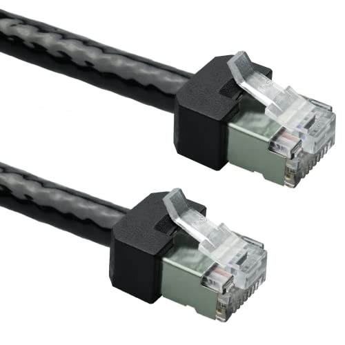 AIXONTEC 2 x 0,2m Outdoor kurzer RJ45 Stecker Netzwerkkabel Cat.7 S FTP Rohkabel Schwarz HIGH SCREEN FLEX Ethernet LAN Patchkabel 10 Gigabit Außenbereich Industrie Kabel UV-Beständig von AIXONTEC