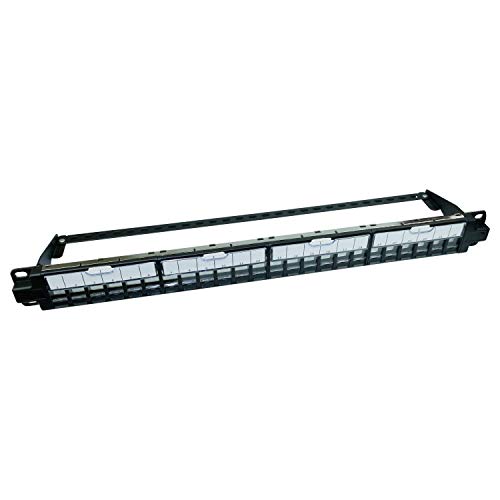 AIXONTEC 24 Port Patchfeld Patchpanel 19 Zoll 1 HE Rack Einbau 1 U für Keystone Module Jack Cat.6 Cat.6A Cat 7 Schwarz Staubschutzkappen Kabelmanagement Netzwerkkabel LAN Kabel Organizer Weiß von AIXONTEC