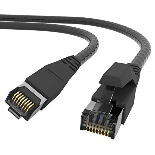 AIXONTEC 2m Outdoor Netzwerkkabel Cat.7 S FTP Rohkabel Schwarz HIGH SCREEN FLEX Ethernet LAN Patchkabel 10 Gigabit Kabel Außenbereich 10000 Mbit/s Industrie Kabel UV-Beständig und Wasserabweisend von AIXONTEC
