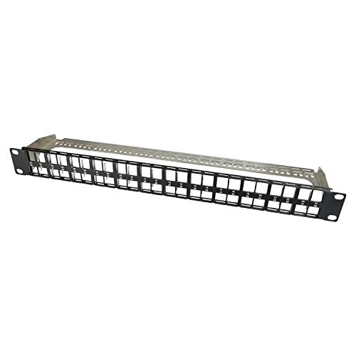 AIXONTEC 48 Port Patchfeld Patchpanel 19 Zoll 1 HE Rack Einbau 1 U für RJ45 Keystone Module Jack Cat.6 Cat.6A Cat 7 Schwarz Kabelmanagement Netzwerkkabel LAN Kabel von AIXONTEC