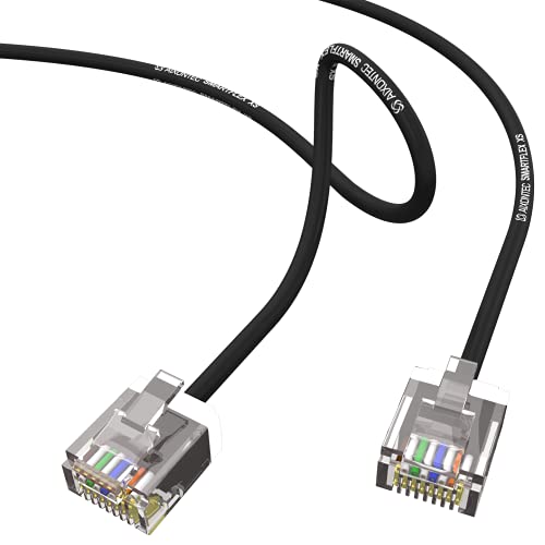 AIXONTEC 5 Stück 0,25m Cat6 Gigabit Ethernet Netzwerkkabel Schwarz dünnes lan Kabel mit 2,8 mm Kabeldurchmesser 250 MHz für Switch Router Modem Patchpanel Access Point IP Kamera ps4 smart tv pc von AIXONTEC