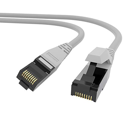 AIXONTEC 5m CAT 6 Crossover Netzwerkkabel Grau, Ethernet Gigabit Lan Kabel, 1000 Mbit/s Internet, RJ45 Stecker Gbits Patchkabel geschirmt, Draka UC 400 Rohkabel von AIXONTEC