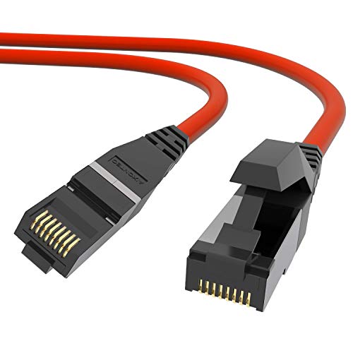 AIXONTEC 6m Cat.7 OUTDOOR Ethernet RJ45 Cat.6A LAN Patchkabel 10 Gigabit GbE Netzwerkkabel Aussenbereich Draka UC900 Kategorie 7 PUR Profi-LAN Kabel geschirmt Rot UV-Beständig Öl-Beständig von AIXONTEC