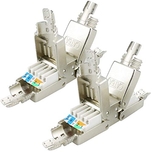 AIXONTEC Cat.6A 2 Stück LAN Netzwerk Verbindungsmodul Koppler LSA Adapter für Cat.7 LAN Ethernet Kabel geschirmt Netzwerk Verbinder mit metallischer Kabelverschraubung geeignet für CAT 6 cat. 6a von AIXONTEC