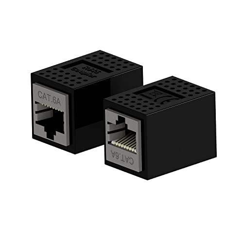 AIXONTEC Cat.6A RJ 45 Kupplung 500 MhZ 10Gbit RJ-45 Lan Patchkabel Verbinder LAN Netzwerkkabel Verbinder geschirmt Verbindungsmodul RJ45 Koppler Adapter Cat.7 LAN Ethernet Kabel Gehäuse Schwarz von AIXONTEC