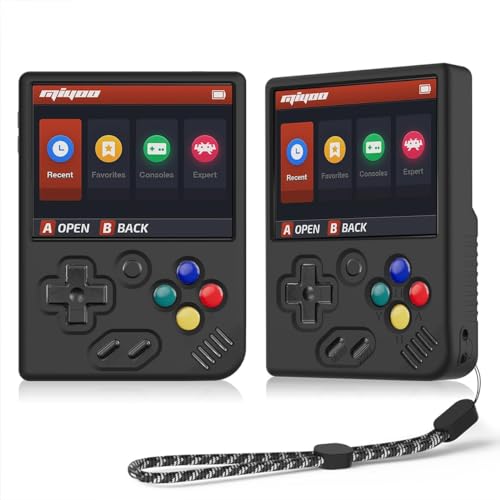 Hülle für Miyoo Mini Plus mit Handgelenk-Band: AIYAAIYA rutschfeste Stoßfeste Schutz-hülle aus Silikon Kompatibel mit Tragbare 3,5 Zoll Handspielkonsolen von Miyoo Zubehör (Schwarz) von AIYAAIYA