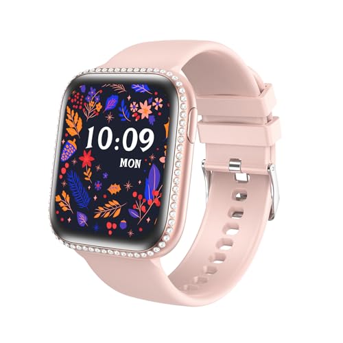 AIYAAIYA Smartwatch für Damen mit Telefonfunktion, 1,75" AMOLED Touchscreen Fitnessuhr Multi Trainingsmodi IP68 Wasserdicht Fitness Tracker mit Schlafmonitor für iOS Android (Rosa Band) von AIYAAIYA