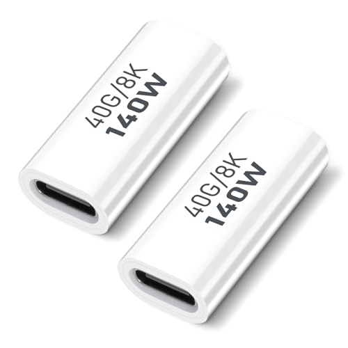 AIYEEN USB-C-Buchse-zu-Buchse-Koppler (2er-Pack), USB4.0-Typ-C-Anschluss, 40 Gbit/s, 140 W, Datenübertragungsanschluss, Schnellladung, Typ C OTG für iPhone 15, PC, Laptop, Tablet, Telefon von AIYEEN