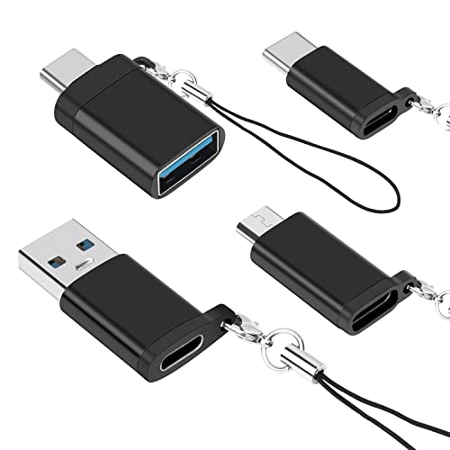 AIYEEN USB C auf USB 3.0 Adapter, USB C Buchse auf USB Stecker Adapter, USB C auf Micro USB Adapter, Micro USB (Buchse) auf USB C (Stecker) Adapter mit Lanyard (4 Stück) von AIYEEN