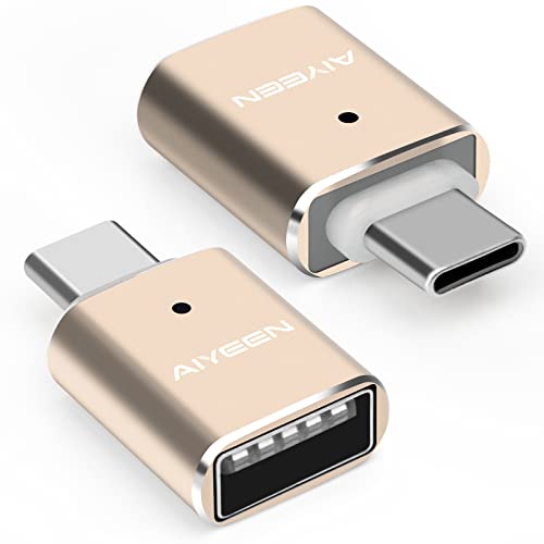 AIYEEN USB C auf USB Adapter (2 Stück), USB C Stecker auf USB 3.0 Buchse Adapter OTG Konverter Kompatibel mit MacBook Pro 2019/2018/2017, MacBook Air 2018 und mehr Typ-C Geräten, Gold von AIYEEN