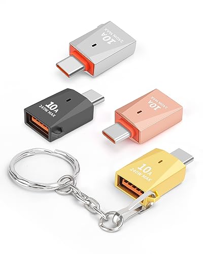AIYEEN Verbesserter USB-C-zu-USB-Adapter aus Zinklegierung, 4 Stück, Typ-C-Stecker auf USB 3.0-Buchse, OTG-Adapter, kompatibel mit iPad, Samsung Galaxy, Google Pixel (gemischte Farben) von AIYEEN