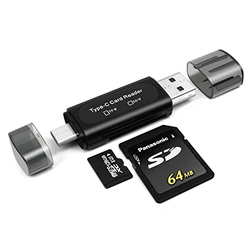 SD Kartenleser, AIYEEN 4-in-1 USB C SD Kartenleser Dual Slot OTG Speicherkarten Adapter für TF/Micro SD/SD/SDXC/Micro SDXC/Micro SDHC Speicherkarten (Schwarz) von AIYEEN