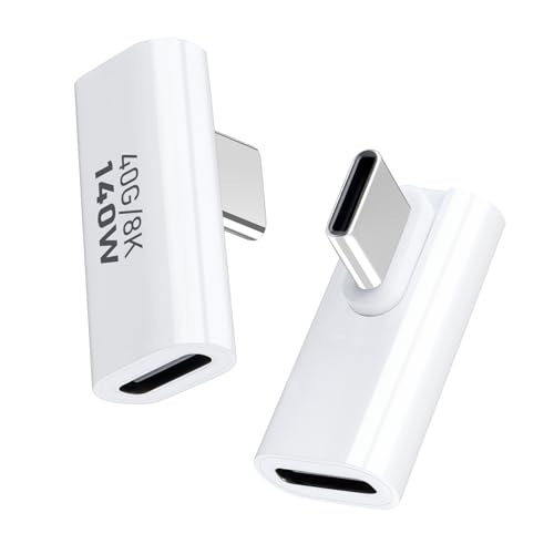 USB-C-Adapter 40 Gbit/s (2 Stück), USB-C-Stecker auf Buchse, 90-Grad-Mittelwinkel, USB-C 4.0-Typ-C-Adapter, Datenübertragungsanschluss, kompatibel mit iPhone 15, Samsung, MacBook von AIYEEN