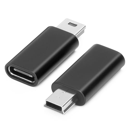 USB-C-auf-Mini-USB-Adapter (2er-Pack), USB-C-Buchse auf Mini-USB-Stecker-Adapter, Datenadapter aus Aluminiumlegierung, kompatibel mit Laptops/Tablets, Flash-Laufwerken, MP3-Playern, Digitalkameras von AIYEEN