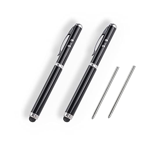 AIYIBEN Metall Multifunktionsstift, Touchscreen Stylus, Taschenlampe mit weißem Licht, Infrarot, kreative Weihnachts- und Geburtstagsgeschenke (2 Schwarz) von AIYIBEN