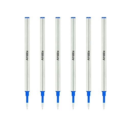 AIYIBEN Tintenroller-Mine 4.37''，Roller Ball Fine Point 0,5 mm, German Ink Refill Packung mit austauschbaren Kugelschreiber Refills Medium Point(6er Pack) (blau) von AIYIBEN
