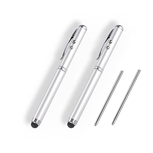 Metall-Multifunktionsstift, Touchscreen-Eingabestift, Taschenlampe mit weißem Licht, Infrarot, kreative Weihnachts- und Geburtstagsgeschenke (2 Silber) von AIYIBEN
