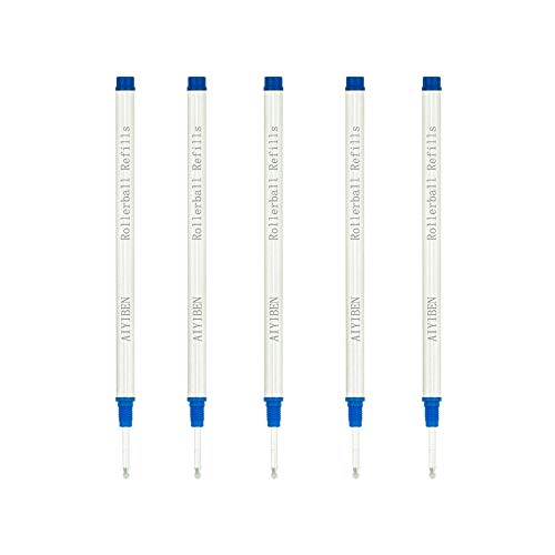 Tintenroller-Ersatzminen – glattes Schreiben Tinte, feine 0,5 mm Gewinde-Rollkugelminen (5 x blau) von AIYIBEN
