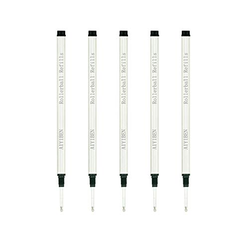 Tintenroller-Ersatzminen – glattes Schreiben Tinte, feine 0,5 mm Gewinde-Rollkugelminen (5 x schwarz) von AIYIBEN