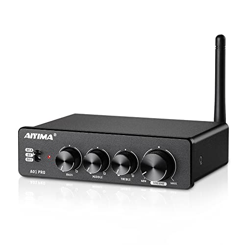 AIYIMA A01PRO Bluetooth 5.1 Stereo Audio 2.0/2.1 CH Verstärker 100Wx2 TPA3116 Endstufe Mini Hi-Fi Klasse D Integrierter Verstärker für Heimlautsprecher Receiver mit Bass-Mittelton-Höhenregelung von AIYIMA
