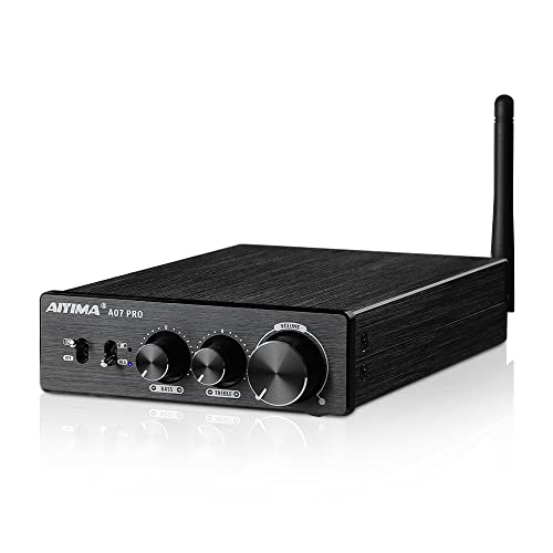 AIYIMA A07PRO TPA3255 Mini-Leistungsverstärker 2.0/2.1-Kanal-Audioverstärker 300 W x 2 Klasse D Hi-Fi-Stereo-Vollverstärker QCC304X Bluetooth 5.2-Desktop-Verstärker mit Höhen- und Bassregelung von AIYIMA