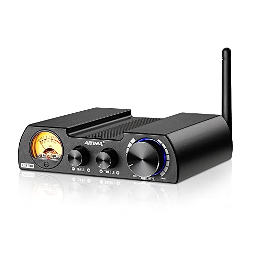 AIYIMA A08Pro Bluetooth 5.1 TPA3255 Mini-Leistungsverstärker 2.0/2.1-Kanal 300 W x 2 (4 Ohm) HiFi-Stereoverstärker Klasse D Digitaler Audioverstärker VU-Meter-Verstärker mit Höhen- und Bassregelung von AIYIMA