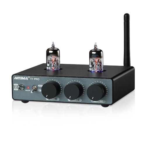 AIYIMA T1PRO Röhrenvorverstärker Verstärker Heim-Audio-Vorverstärker Mini-Vakuum-Vorverstärker-Empfänger Bluetooth 5.1 QCC3040 APTX-HD Mit Bass-Höhen-Klangreglern und 12-V-Triggerausgang von AIYIMA