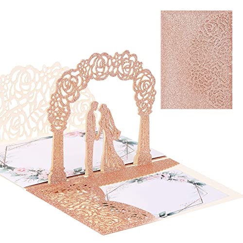 AIYONG Pop Up Hochzeitskarte, Hochzeitskarten Glückwunsch mit Hochwertigem Umschlag, Hochzeitskarte 3D für die Hochzeit Glückwünsche Einladung, Hochzeitstag, Verlobung, Beichte Umschlag von AIYONG