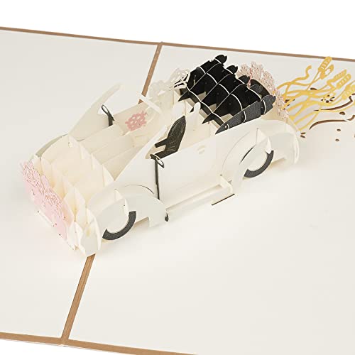 AIYONG Pop-Up Karte Hochzeitsauto - 3D Hochzeitskarte mit Auto, edle Glückwunschkarte zur Hochzeit & Trauung, Geldgeschenk für Hochzeitsreise & Flitterwochen von Brautpaar von AIYONG