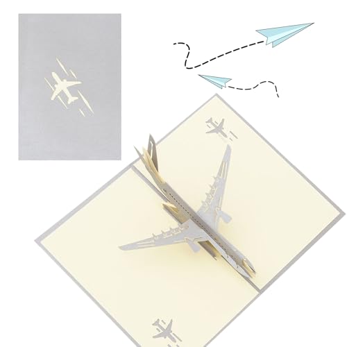 AIZHAZHA Geburtstagskarte Flugzeug Geburtstagsgrußkarten Pop-Up-Grußkarten Flugzeug-Grußkarten Faltbare Grußkarten Weihnachtsgrußkarte für Feiertagsgrußkarten Flugzeug Neujahrsgeschenk 15 * 10CM von AIZHAZHA
