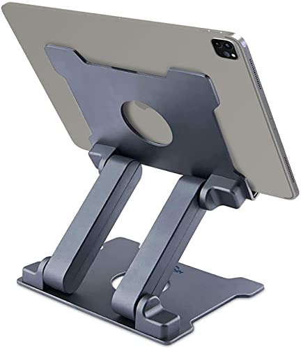AJ advancegin Tablet Ständer Aluminium Verstellbar Tablet Halterung Höhenverstellbare Tablet Halterung Kompatibel mit iPad Pro Air Mini 11 12.9 iPhone 15 Huawei MatePad Galaxy Tab bis 13,5 Zoll-Grey von AJ advancegin
