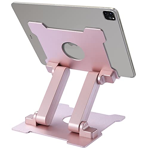 Tablet Ständer Aluminium Verstellbar Tablet Halterung Höhenverstellbare Tablet Halterung Kompatibel mit iPad Pro Air Mini 11 12.9 iPhone 15 Huawei MatePad Galaxy Tab bis 13,5 Zoll-Pink (Rose Gold) von AJ advancegin