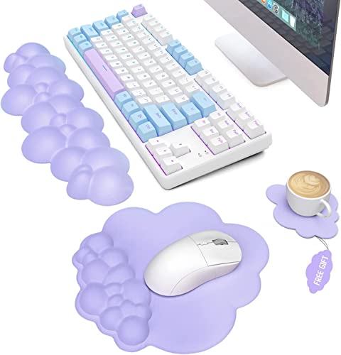 AJAZZ 3 in 1 Cloud Ergonomische Tastatur-Handballenauflage,Mauspad und Untersetzer-Set,PU-Leder,rutschfeste Gummibasis und Memory-Schaum,einfaches Tippen und Schmerzlinderung,für Spiele,Office-Lila AJAZZ 3 in 1 Cloud Ergonomische Tastatur-Handballenauflage,Mauspad und Untersetzer-Set,PU-Leder,rutschfeste Gummibasis und Memory-Schaum,einfaches Tippen und Schmerzlinderung,für Spiele,Office-Lila von AJAZZ