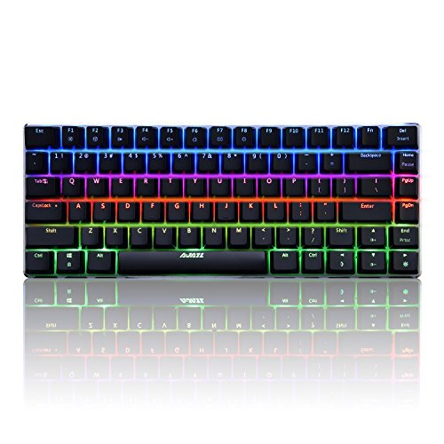 ACGAM Langlebige RGB-Tastatur, mechanisch, AK33, 82 Tasten, Blaue Schalter, LED-Hintergrundbeleuchtung, Aluminium, tragbare kabelgebundene Gaming-Tastatur für Spiele von AJAZZ