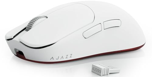 AJAZZ AJ099 SUPERLICHT Kabellose Gaming-Maus,Ultraleicht (56g),PixArt Sensor PAW3311, 12000 DPI, 2.4G/USB-C Wired Gaming-Mäuse,6 Programmierbare Tasten,200 Stunden Akkulaufzeit,für PC/MAC/PS4 – Weiß von AJAZZ