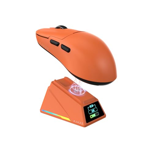 AJAZZ AJ159-APEX Gaming-Maus 8K PAW3390 Sensor|Magnetische RGB-Ladestation mit Bildschirm|2,4G,Wired,Bluetooth|Ergonomic|42KDPI|400mAh Batterie|Leichtgewicht,für Windows, MacOS, ChromeOS von AJAZZ