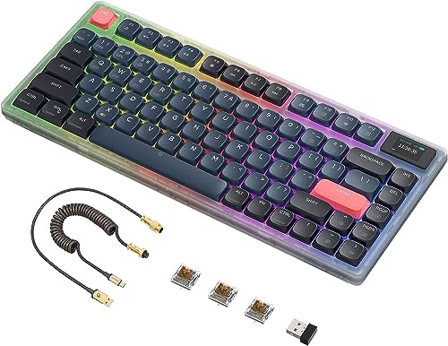 AJAZZ AK832PRO Mechanische Tastatur mit Smart Screen, ultradünne Tastatur, 75% Flache kabellose Tastatur, unterstützt Bluetooth 5.1, 2,4 G und kabelgebundene Verbindung, K3, kompatibel mit Windows von AJAZZ