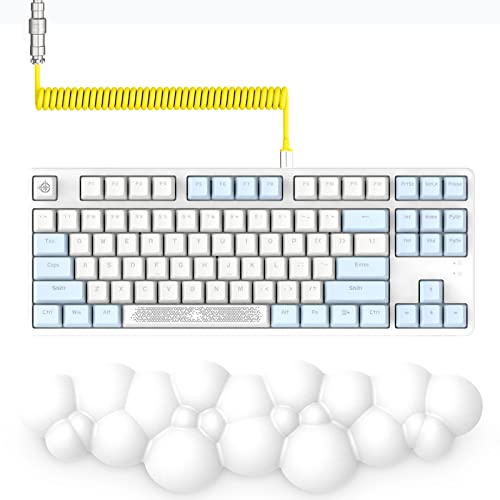 AJAZZ AK873-75% Wired Gaming Tastatur-Hot Swappable Blue Switch Mechanische Tastatur TKL 80% & Spiral USB C Kabel & Wrist Rest-RGB Light Up-Kompakt 87 Tasten-Abnehmbare Magnetic Abdeckung für PC/Mac von AJAZZ