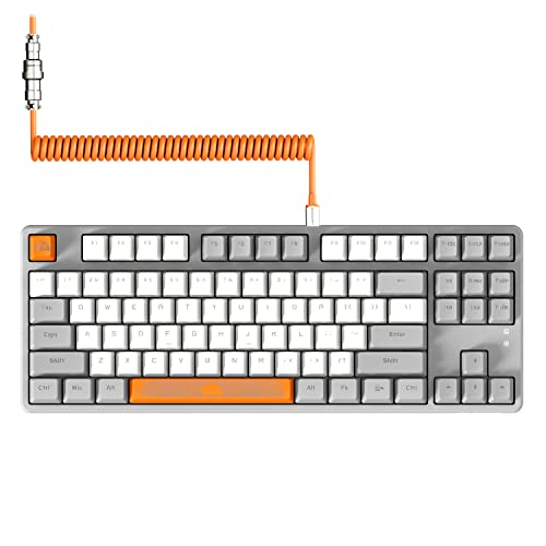 AJAZZ AK873-75% Wired Gaming Tastatur mit Spiral USB-C Kabel-Hot Swappable Blauer Schalter Mechanische Tastatur-Light Up TKL 80% Kompakt 87 Tasten PBT Keycap-Abnehmbare Magnetic Abdeckung für PC/Mac von AJAZZ