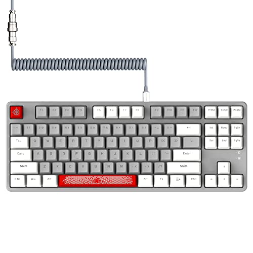 AJAZZ AK873-75% Wired Gaming Tastatur mit Spiral USB-C Kabel-Hot Swappable Rote Schalter Mechanische Tastatur-Light Up TKL 80% Kompakt 87 Tasten PBT Keycaps-Abnehmbare Magnetic Abdeckung für PC/Mac von AJAZZ