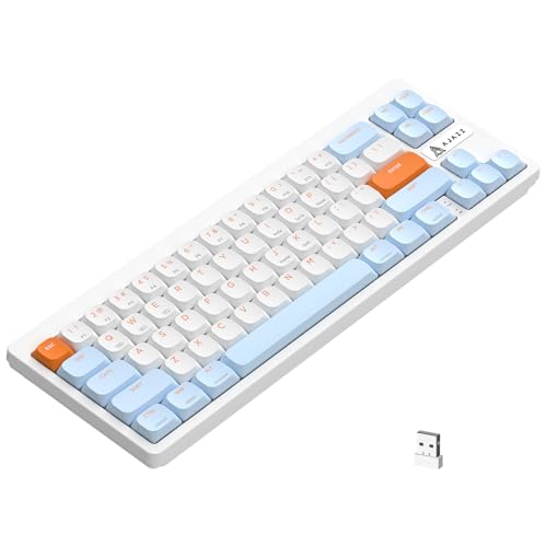 AJAZZ AKL680 Mechanische Tastatur, 68% Flache kabellose Tastatur, farblich abgestimmte ultradünne Gaming-Tastatur, Dual-Modus Bluetooth 5.0 und 2,4G, Anti-Ghosting für PC Mac Laptop von AJAZZ