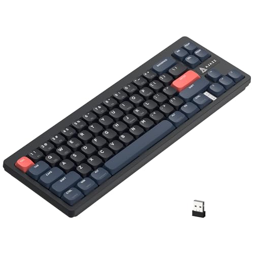 AJAZZ AKL680 Mechanische Tastatur, 68% Flache kabellose Tastatur, farblich abgestimmte ultradünne Gaming-Tastatur, Dual-Modus Bluetooth 5.0 und 2,4G, für PC Mac Laptop (Blaue Schalter) von AJAZZ