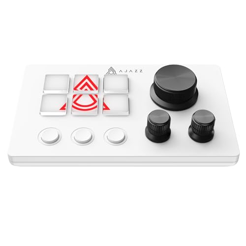 AJAZZ AKP03 Stream-Controller, 6 Makro-Tasten, LCD-Tastatur für Desktop-Produktivität, 3 benutzerdefinierte Knöpfe und Schaltertaste, LED-Touchscreen-Tasten funktioniert mit PC und Mac (Weiß) von AJAZZ