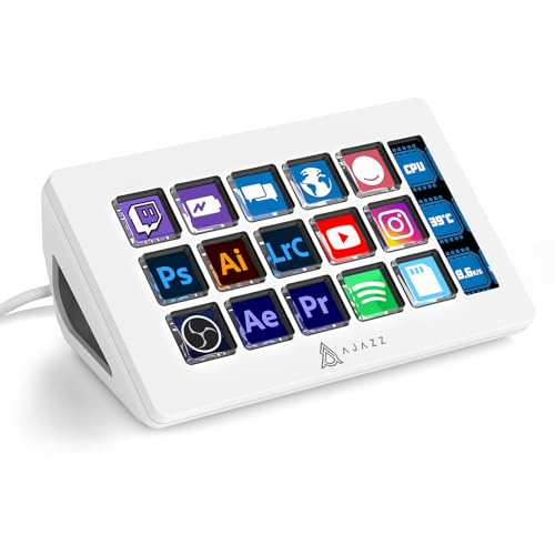 AJAZZ AKP153 Studiodeck, Stream-Controller, 15 Makrotasten, Seitenbildschirm, auslösen von Aktion in Software wie OBS, Twitch, YouTube und mehr, für Content Creators, Streaming, Gaming, Mac/PC, Weiß von AJAZZ